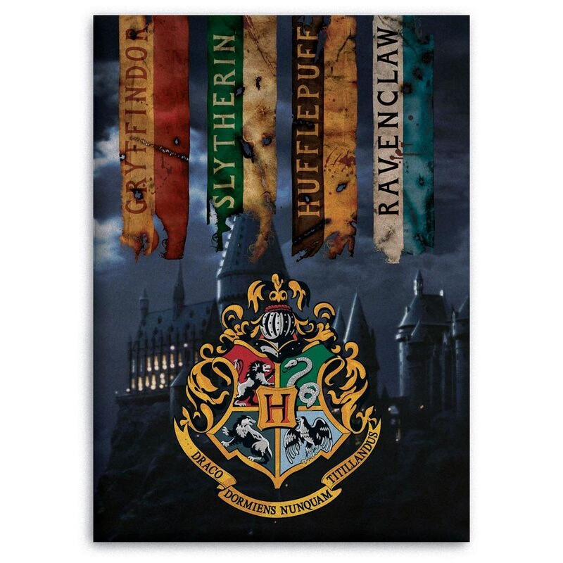 Harry Potter Hogwarts - Manta de forro polar multicolor con cresta floral  de 36 x 58 pulgadas, diseño floral multicolor de Hogwarts